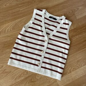 Striped Sleeveless Cardigan